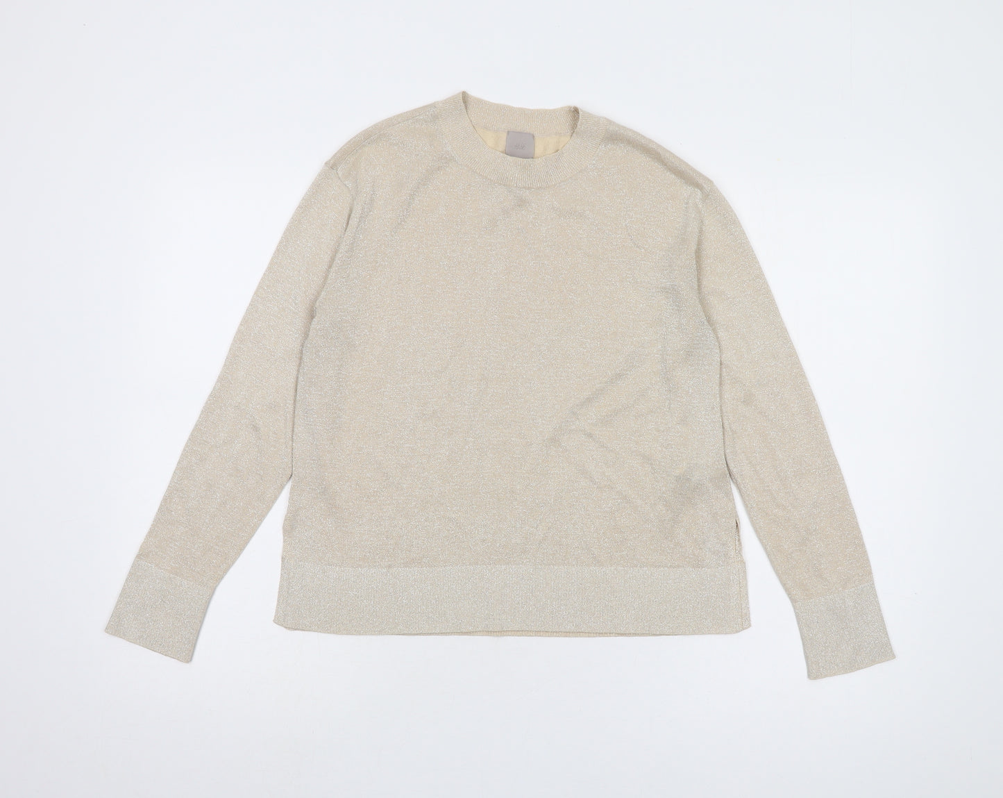 H&M Women Beige XS Crew Neck Pullover Jumper