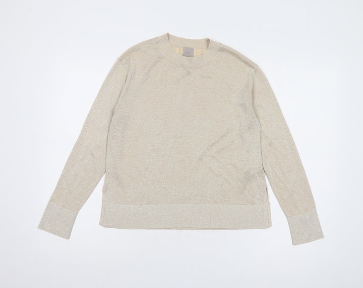 H&M Women Beige XS Crew Neck Pullover Jumper