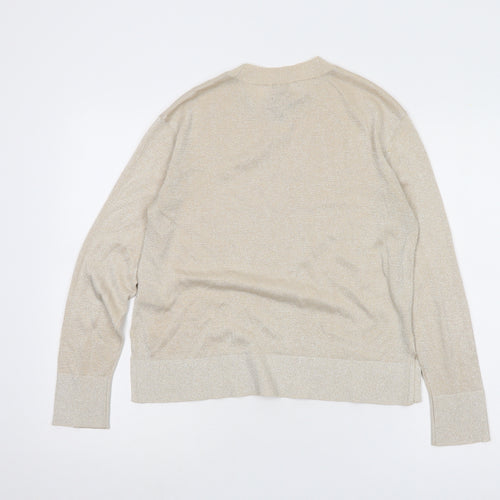 H&M Women Beige XS Crew Neck Pullover Jumper
