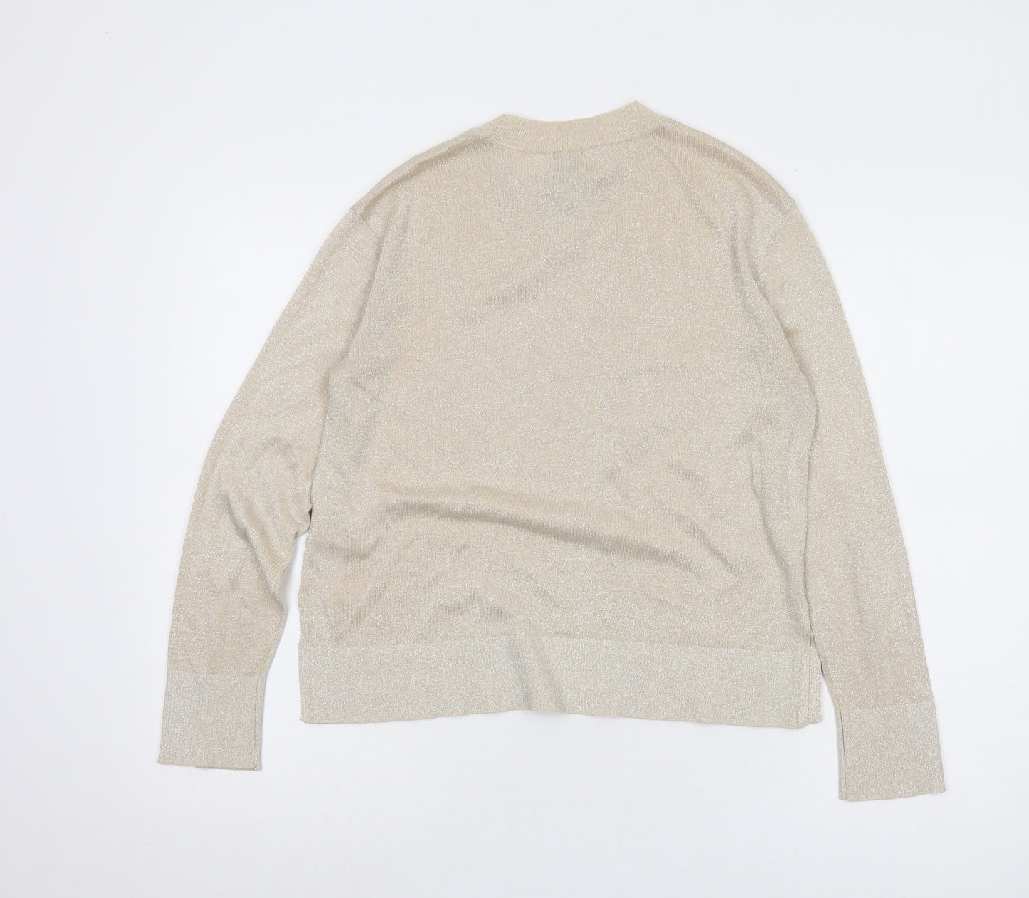 H&M Women Beige XS Crew Neck Pullover Jumper