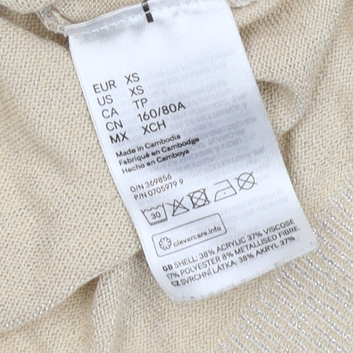 H&M Women Beige XS Crew Neck Pullover Jumper