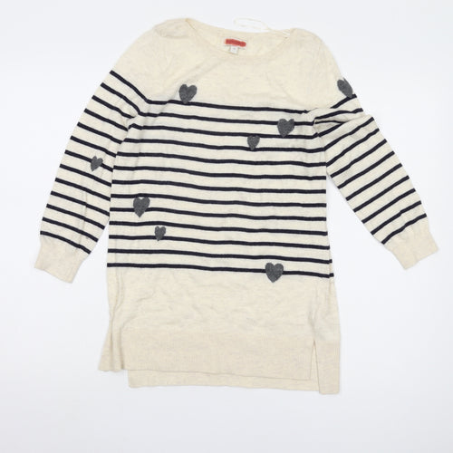 Monsoon Women's Beige Striped Pullover Jumper, S