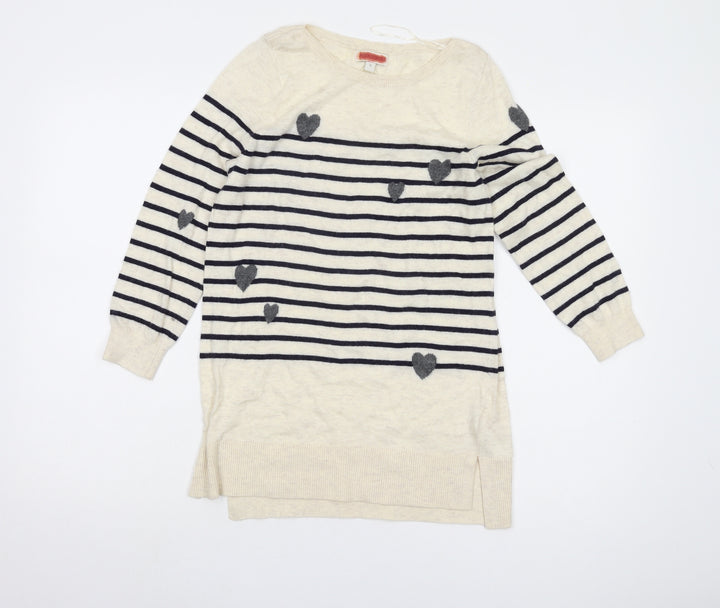 Monsoon Women's Beige Striped Pullover Jumper, S