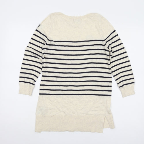 Monsoon Women's Beige Striped Pullover Jumper, S
