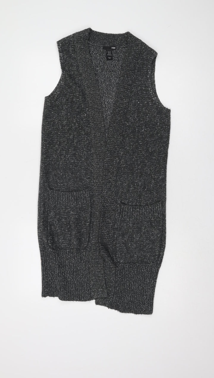 H&M Women's Grey Vest Jumper XS Open-Knit
