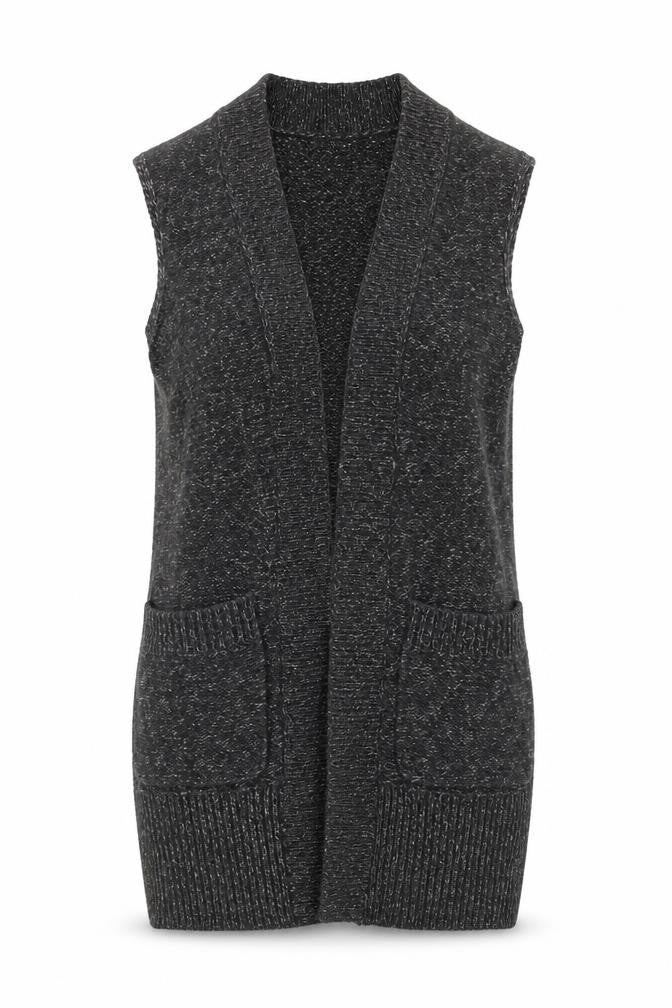 Front view of H&M Women's Grey Vest Jumper XS Open-Knit