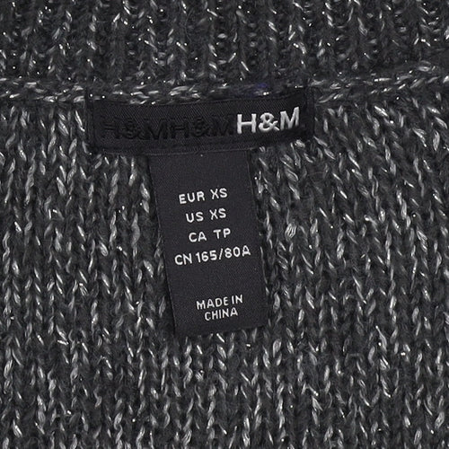 H&M Women's Grey Vest Jumper XS Open-Knit