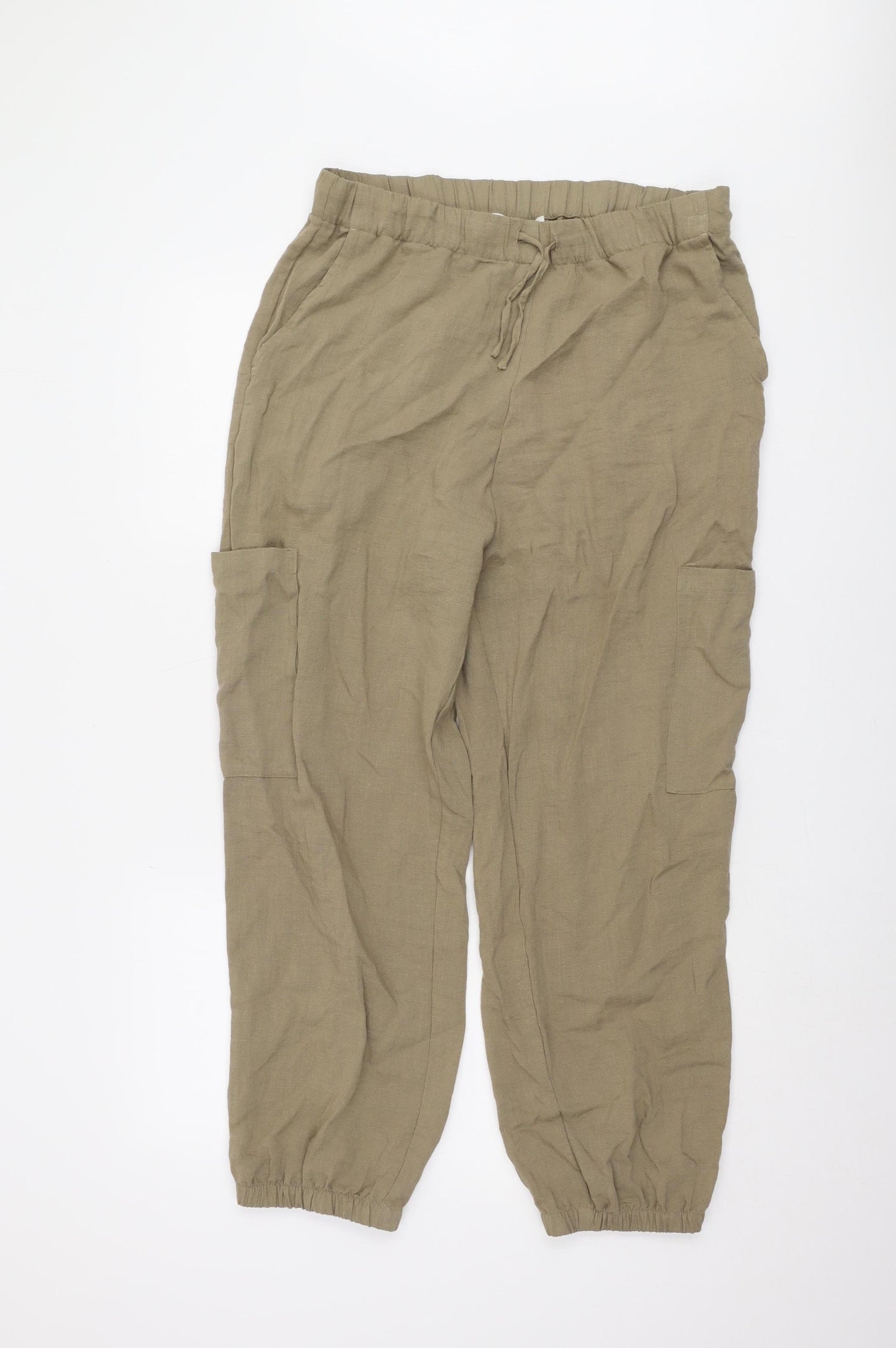 Marks and Spencer Women's Beige Cargo Trousers - Size 14