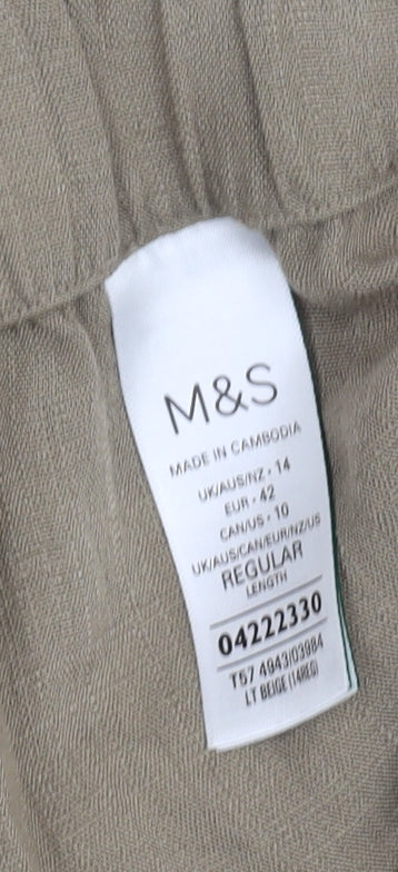 Marks and Spencer Women's Beige Cargo Trousers - Size 14