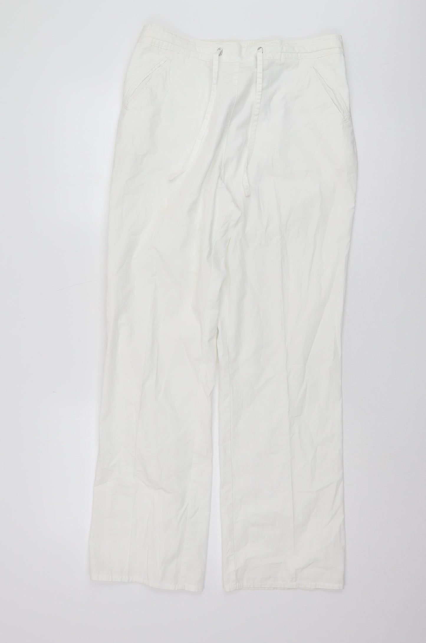 Marks and Spencer Women's White Cotton Trousers Size 12