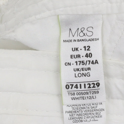 Marks and Spencer Women's White Cotton Trousers Size 12
