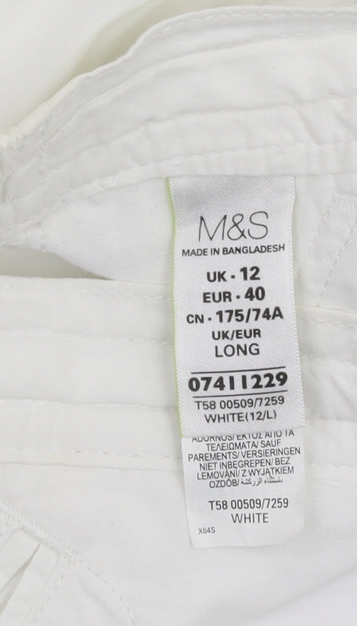 Marks and Spencer Women's White Cotton Trousers Size 12