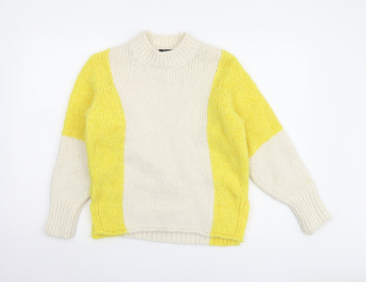 Marks and Spencer Women's Yellow Chunky Knit Pullover Jumper Size 8