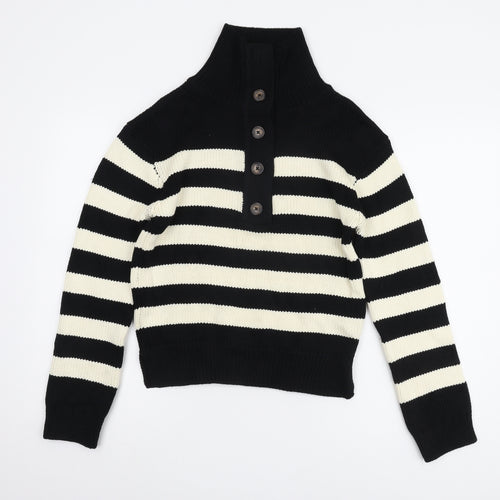 Marks and Spencer Women's Black Striped Pullover Jumper