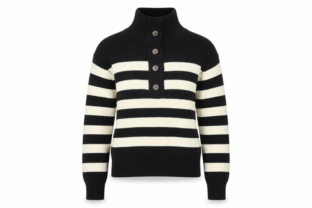 Front view of Marks & Spencer Women's Black Striped jumper