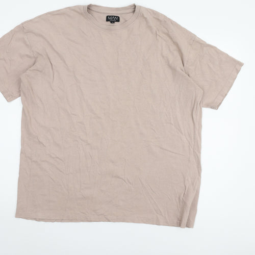 boohooMAN Beige Cotton Men's S T-Shirt
