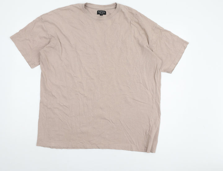 boohooMAN Beige Cotton Men's S T-Shirt
