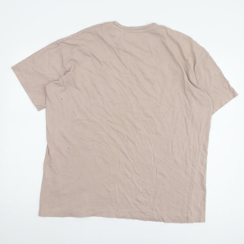 boohooMAN Beige Cotton Men's S T-Shirt