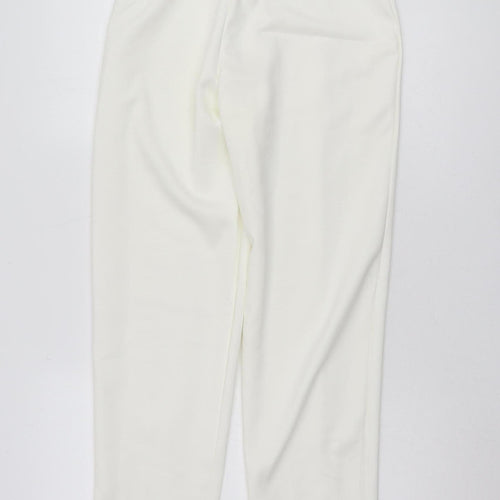 MNG Women's Ivory Trousers UK 8 Regular Elastic Waist