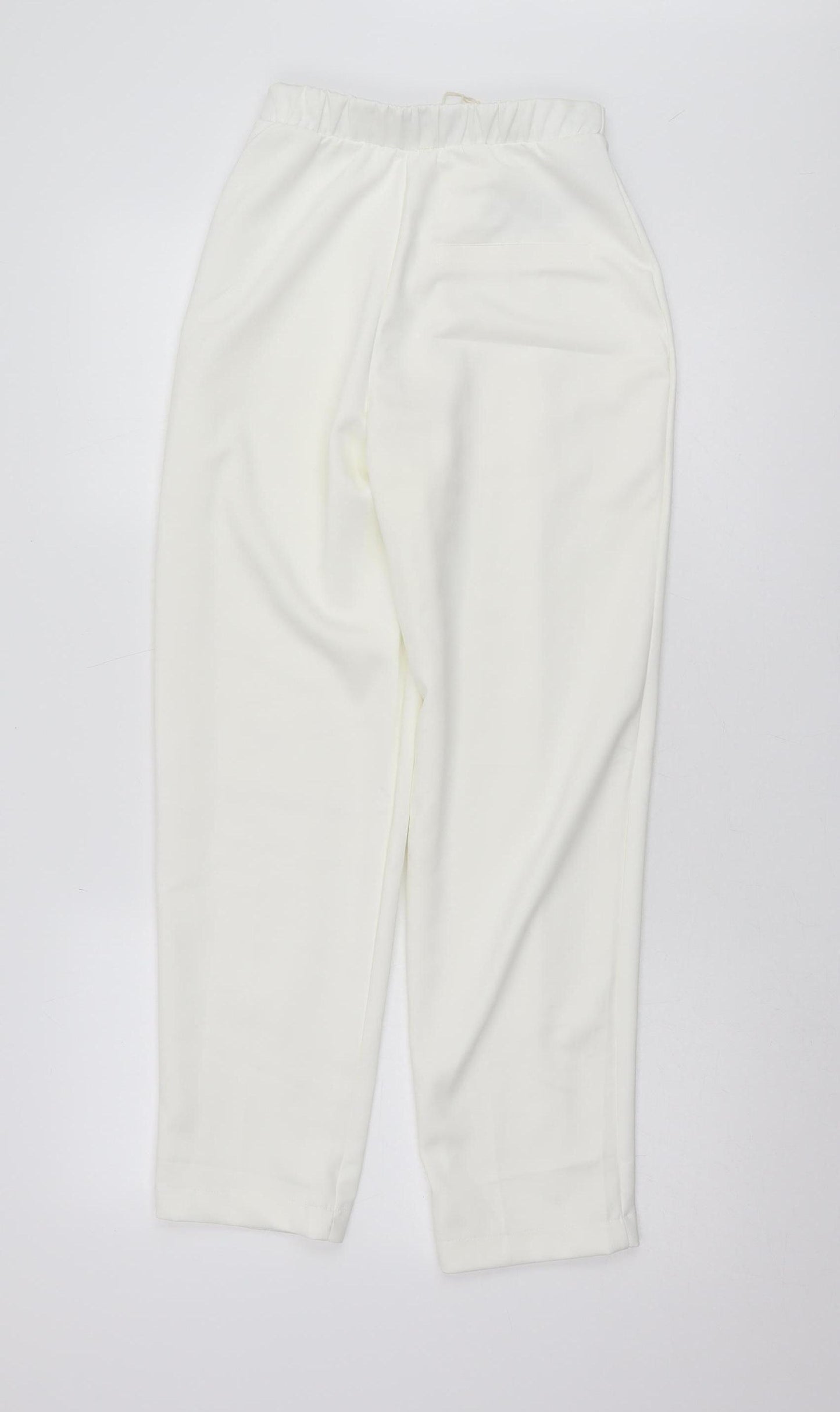MNG Women's Ivory Trousers UK 8 Regular Elastic Waist