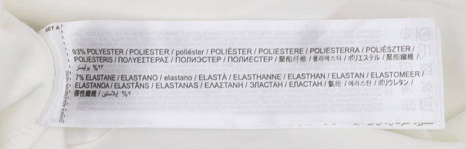 MNG Women's Ivory Trousers UK 8 Regular Elastic Waist