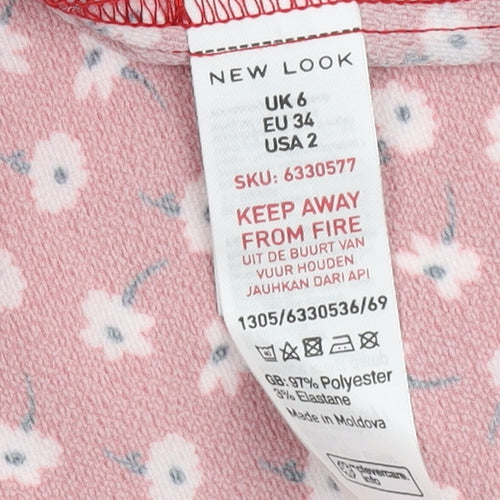 New Look Women's Red Floral Wrap Midi Skirt Size 6