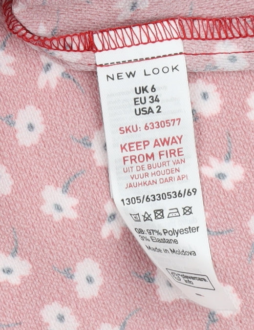 New Look Women's Red Floral Wrap Midi Skirt Size 6