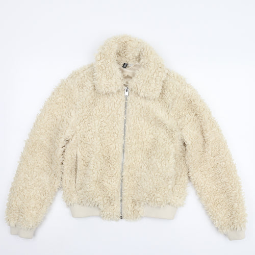 H&M Women's Ivory Fleece Bomber Jacket XS