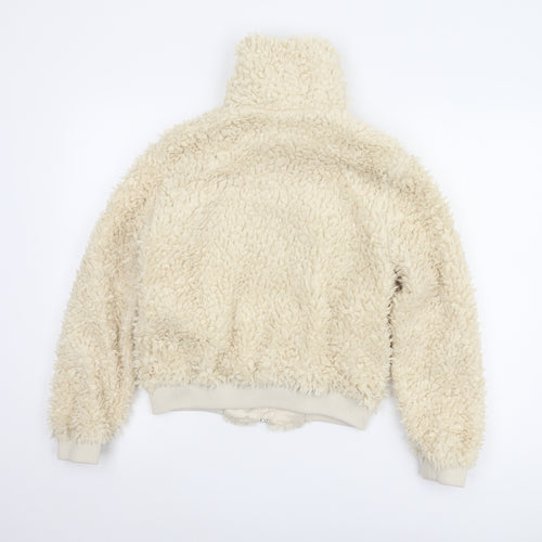 H&M Women's Ivory Fleece Bomber Jacket XS