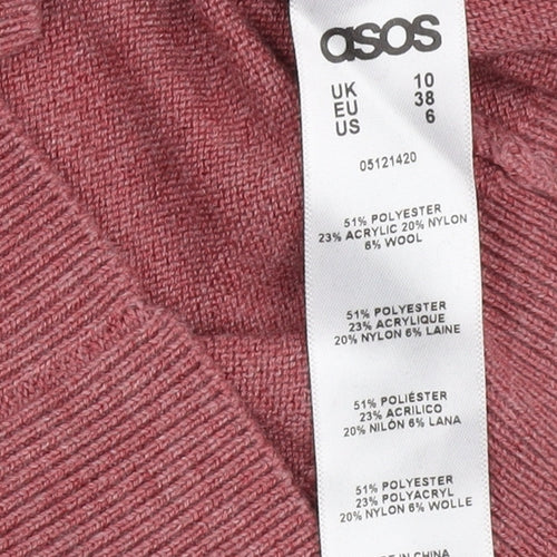 Asos Women's Pink Hooded Jumper, Size 10, Relaxed Fit