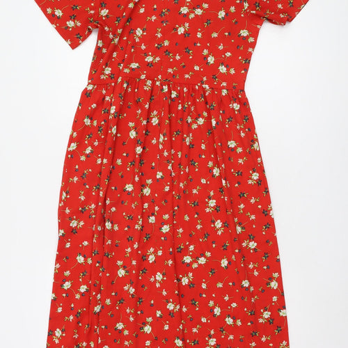 Wednesdays Girl Red Floral Midi Dress Size S