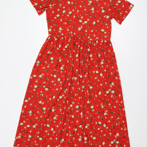 Wednesdays Girl Red Floral Midi Dress Size S