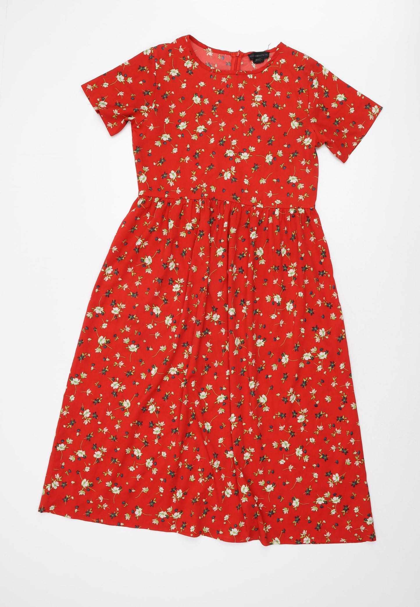 Wednesdays Girl Red Floral Midi Dress Size S