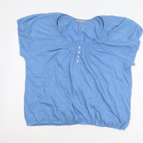 Marks and Spencer Women's Blue Cotton T-Shirt Size 24