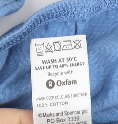 Marks and Spencer Women's Blue Cotton T-Shirt Size 24