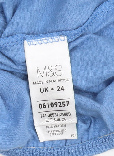Marks and Spencer Women's Blue Cotton T-Shirt Size 24