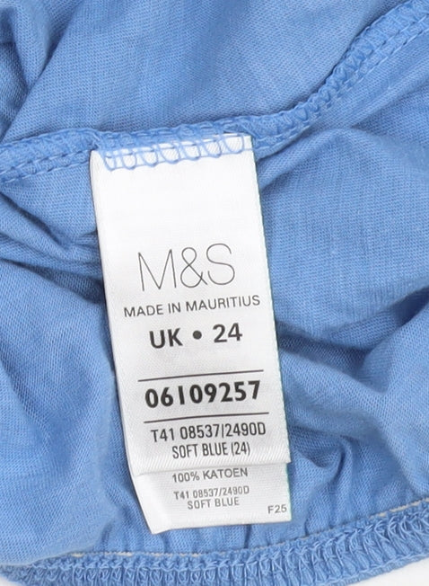 Marks and Spencer Women's Blue Cotton T-Shirt Size 24