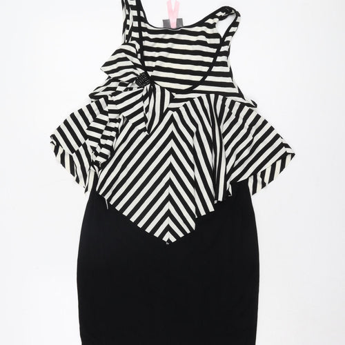 Lipsy Women’s Black & White Striped Bow A-Line Dress Size 12