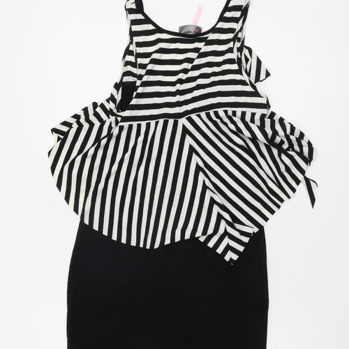 Lipsy Women’s Black & White Striped Bow A-Line Dress Size 12