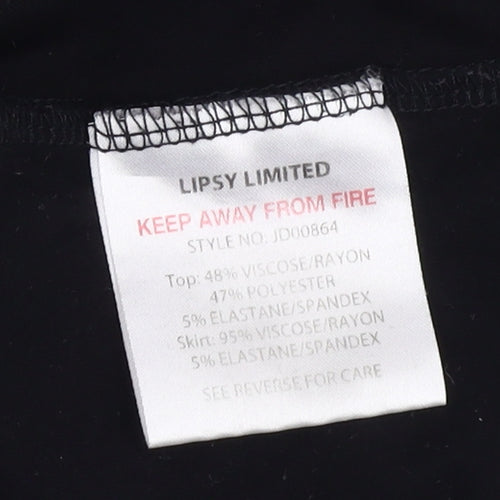 Lipsy Women’s Black & White Striped Bow A-Line Dress Size 12