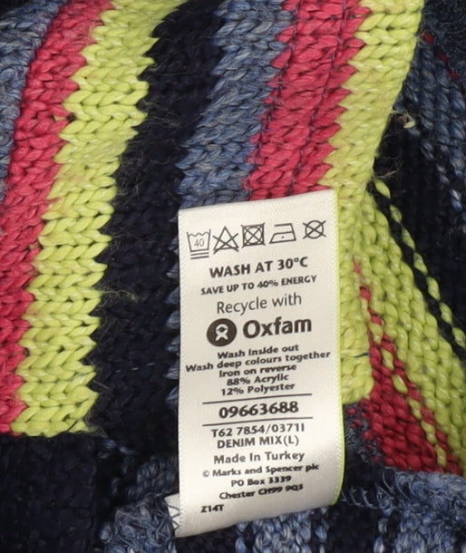 Marks and Spencer Women's Multicoloured Striped Cardigan L