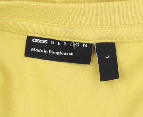 ASOS Design Men's Yellow L Cotton Crew Neck Tee