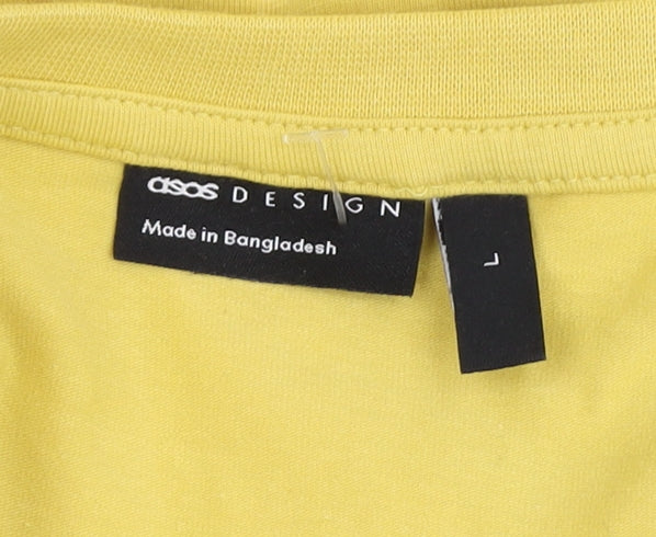 ASOS Design Men's Yellow L Cotton Crew Neck Tee