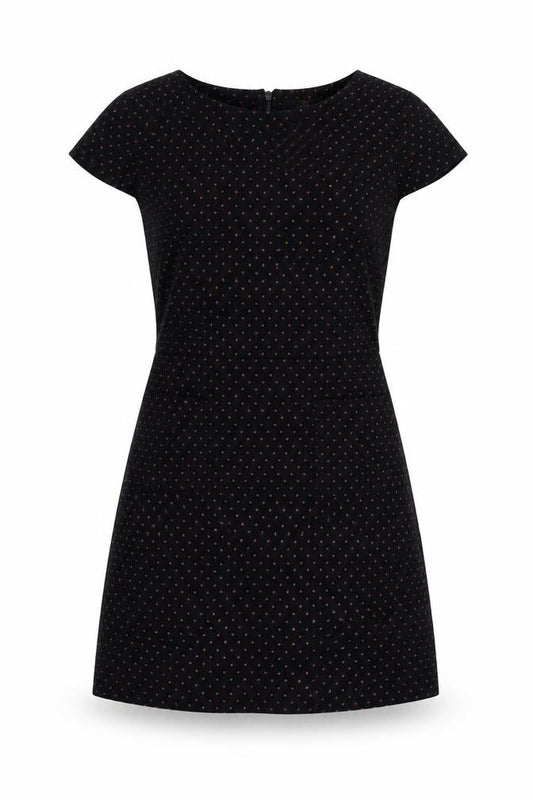 Front view of Next Women's Black Polka Dot Shift Dress, size 12