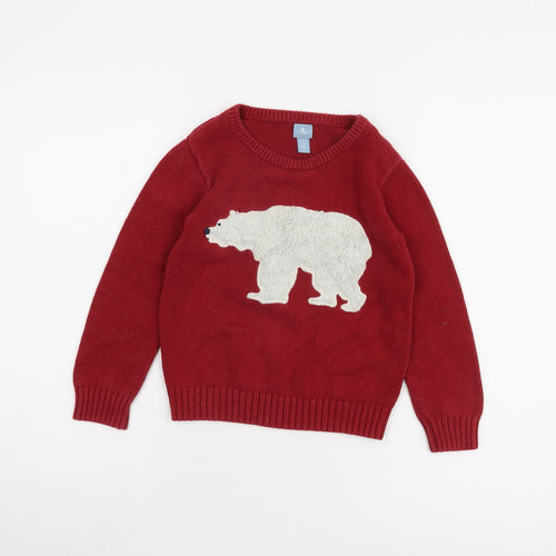 babyGap Boys Red Polar Bear Jumper 5 Years Pullover Knit