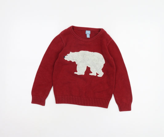 babyGap Boys Red Polar Bear Jumper 5 Years Pullover Knit