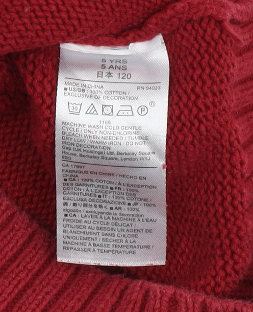 babyGap Boys Red Polar Bear Jumper 5 Years Pullover Knit