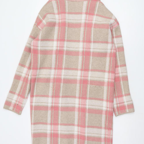 Max Studio Women's Pink Plaid Open Front Cardigan, Size S