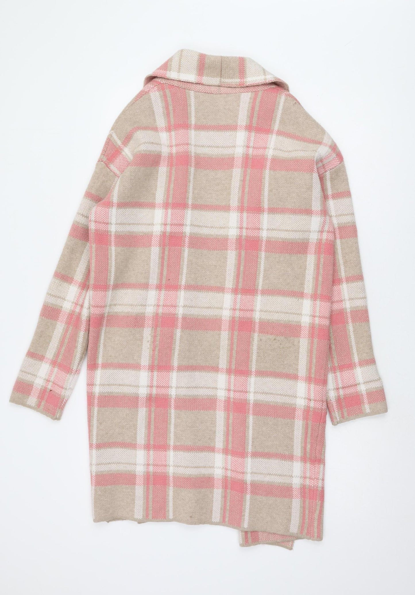 Max Studio Women's Pink Plaid Open Front Cardigan, Size S