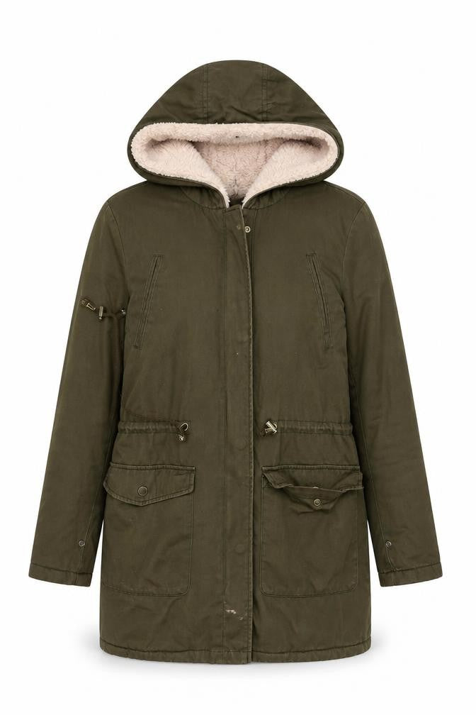Front view of Brave Soul Women's Green Parka Jacket, size 8